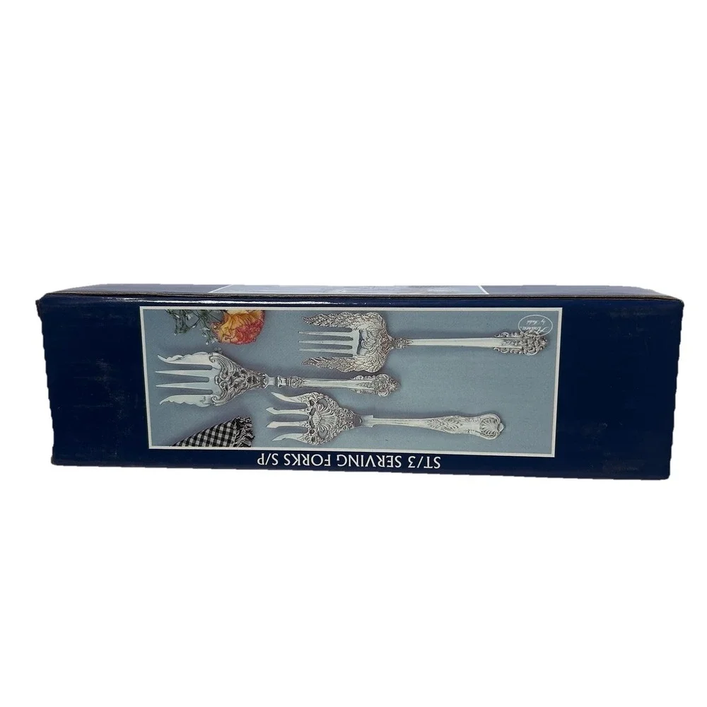 Andrea By Sadek Set Of 3 Serving Forks S/P Ornate New Open Box